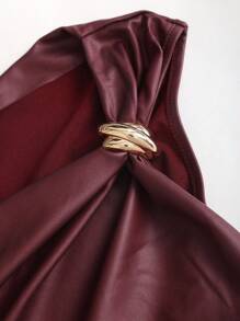 Sweetra Chaleco casual de moda de mujer con decoración de metal y