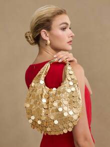 MOTF PREMIUM FASHION SEQUIN GOLD COLOR HANDBAG - Gold - View 5