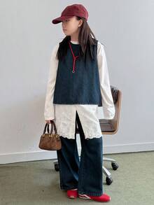 Dazy Kids 2 件套青少年女孩牛仔无袖圆领上衣和牛仔裤套装，秋季服装 - 藍色 - 查看 2