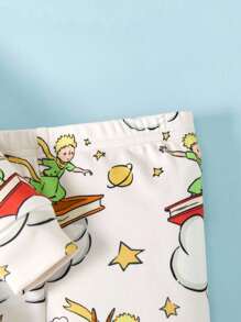 LE PETIT PRINCE X SHEIN 男婴卡通纸飞机印花可爱图案长袖T恤和裤子睡衣套装 - 米色 - 查看 7