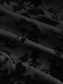 SHEIN MOD 女式无袖时尚修身迷人立领蝴蝶褶饰系带杏色衬衫、秋季上衣、女式工作上衣、俱乐部上衣、职业上衣、秋装 - 黑色 - 查看 6