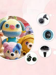 12PCS Glitter Eyes For Amigurumi - Sparkling 3D Plastic Craft Eyes (12-30mm) In 6 Colors, Doll-Making Supplies For Knitted Toys, Bears & Puppets (No-Scratch Design)
