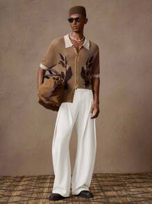 AKNOTIC Quần ống đứng lưng thun co giãn thoải mái cho nam, thích hợp mặc mùa hè, đi nghỉ, mặc hàng ngày, tiệc tùng, cặp đôi, quà tặng nam, mùa thu - trắng - Xem 1