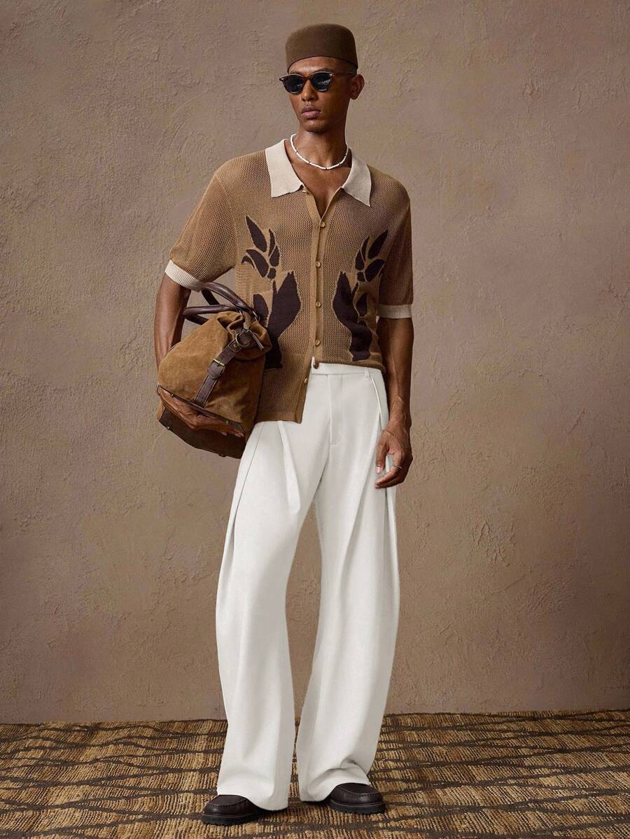 AKNOTIC Quần ống đứng lưng thun co giãn thoải mái cho nam, thích hợp mặc mùa hè, đi nghỉ, mặc hàng ngày, tiệc tùng, cặp đôi, quà tặng nam, mùa thu - trắng - Xem 1