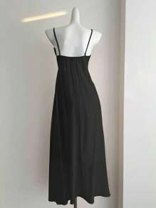 SHEIN Clasi Plus Size Chiffon Pleated Elegant 3D Floral V-Neck Camisole A-Line Dress