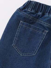 Tween-Mädchen Gelbes bedrucktes T-Shirt + Skort Set, empfohlen für sommerliches Energetisches Mädchen Outfit! Gelbe T-/T-shirt mit Strickkragen, blauem geripptem Rand, Buchstaben-Vorderteil + Schleifenmuster, Skorte in dunkel gewaschenem Denimblau, voller Gummibund + Ohrendesign