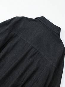 Manfinity Homme Men's Vintage Black Short Denim Jacket, American Style, Autumn/Spring - Black - View 8