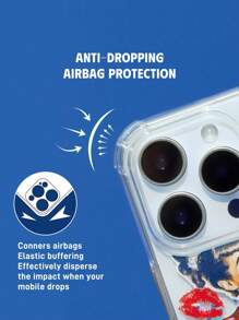 PEPSI X SHEIN Anti-Collision Figure Graphic Mobile Phone Case - Protective Cover Design, Compatible With IPhone - Clear - View 3