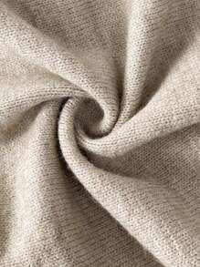 Auvina 1 件女士加大码优雅系带长袖针织开衫，适合秋冬季 - 卡其色 - 查看 5