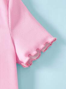 LE PETIT PRINCE X SHEIN 2pcs/Set Young Girl Cartoon Fox & Rose Print Cute Sweet Pink & White Casual Versatile Short Sleeve T-Shirt - Pink - View 3