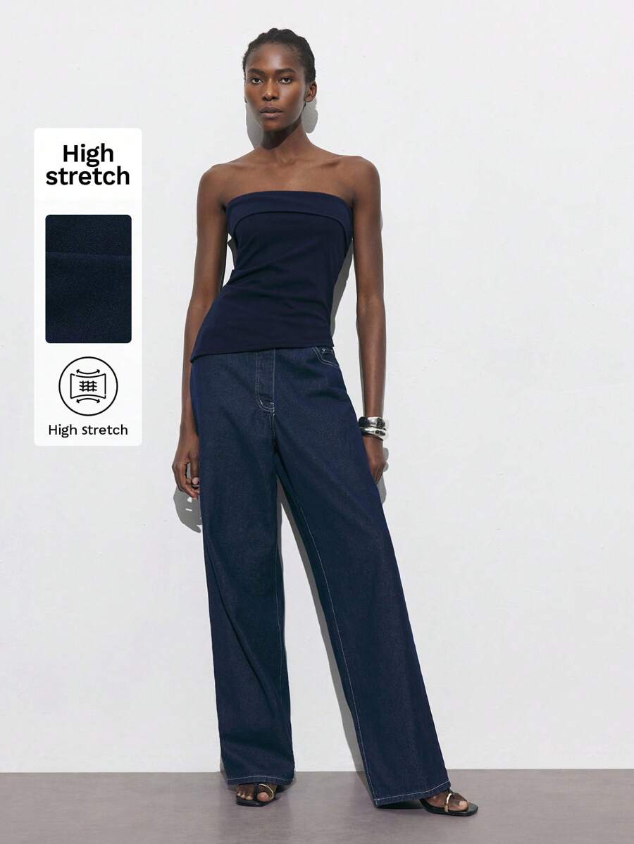 SHEIN X Sofía Suescun Maija 女士蓝色休闲夏季背心，不对称下摆性感日常装，适合音乐节、通勤风格 - 綠色 - 查看 1