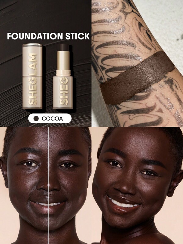 SHEGLAM Skin Magnet High Coverage Foundation Stick-Cocoa Long-Lasting Poreless Flawless Easy To Use Full Coverage Foundation Stick For All Skin Type Non-Fading Sweat-Proof Weightless Cruelty-Fre Smooth Natural Skin-Like Finish Breathable Foundation Stick Gentle Formula Foundation Makeup Graduation Birthday Holiday Summer Fall Autumn Y2K Fancy Fashion Women Makeup Cosmetic Party Beach Travel Camping Outdoors School Campus Trip Festivals Decor Gift Present Rose Girl Cosplay Best Color Charm Vibe