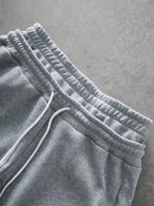 PAVTROS Manfinity Streetrush Men's Contrast Studded 2 In 1 Shorts, Light Grey , Men Flared Sweatpants , Men Wide Leg Sweatpants , Grey Flared Sweatpants , Men Flared Sweats , Flare Sweat Pants - Grey - View 4