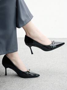 CUCCOO BIZCHIC Women's Pointed Toe Stiletto High Heel Shoes, Sexy Elegant Formal Party Outdoor Commute Black & Beige - Black - View 5