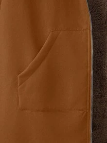 GlowEve Áo khoác trùm đầu lót nhiệt màu trơn dáng ôm vừa vặn, thường ngày cho mùa thu/đông, vải giữ nhiệt dành cho nữ - màu nâu - Xem 5