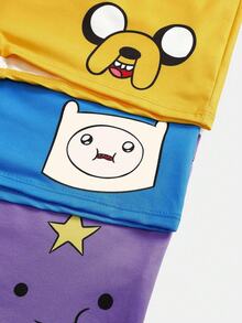 Adventure Time X ROMWE Plus Size Women Comfortable Cartoon Graphic Boyshorts Set - Multicolor - View 4