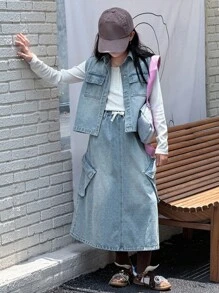 DAZY Tween Girls Denim Set Fall, Winter Two-Piece Outfits - Blue - View 5