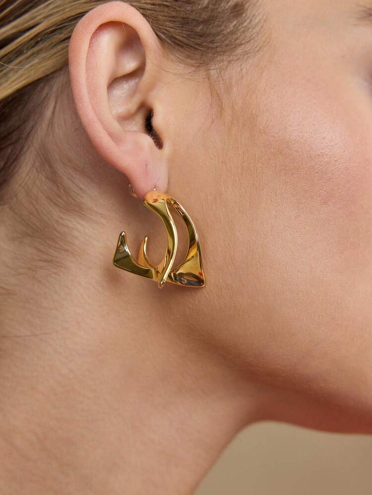 BOUCLES D'OREILLES PENDANTES MINIMALISTES PLAQUÉES OR 18 CARATS