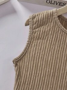 Girls Casual Top With Woven Hem And Skirt, Summer - Brown - View 4