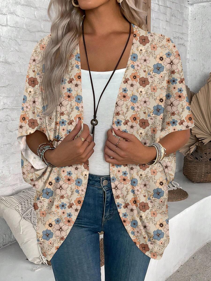 EMERY ROSE 女士休闲花卉图案轻便夹克，适合春夏季