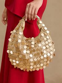 MOTF PREMIUM FASHION SEQUIN GOLD COLOR HANDBAG - Gold - View 7