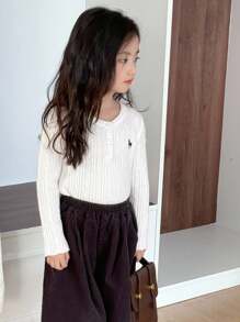 Dazy Kids Young Girl Fall Clothes, Girls Animal Embroidery Long Sleeve Sweater - White - View 9