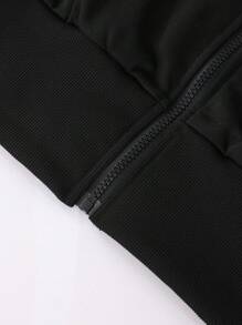 Sparklyn Teen Girl Sweet & Spicy Style Butterfly Print Short Zip-Up Hoodie, Spring/Autumn Fall Winter - Black - View 8