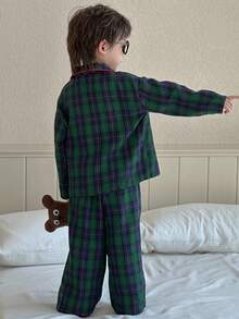 Dazy Kids Toddler Boys' Casual Plaid Home Clothes For Fall - Dark Green - View 5