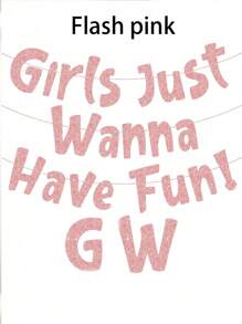 Neon-rosa Glitzer-Banner - "Einfach Spaß haben wollen" - Junggesellinnenabschied - Geburtstag - Übernachtungsparty - Pyjama-Party - Nachtausflug Dekorationen, Zubehör, Gastgeschenke und Geschenke