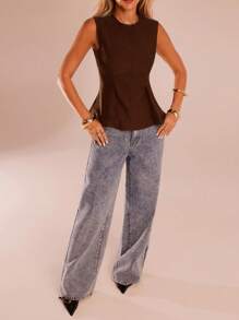 SHEIN Forever 21 春夏女士浪漫/舞会/正式/生日/90 年代/商务休闲女士/优雅/西部装/外出/时尚/休闲/Y2k/俱乐部/办公室/鸡尾酒会/复古/狂欢节/有趣/优雅/老钱/街头服饰/度假/乡村音乐会/工作/端庄/春假/单身派对/音乐会上衣 - 棕色 - 查看 6