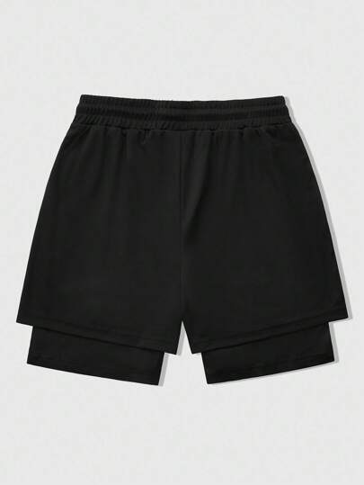 Goth Pantalones cortos 2 en 1 para hombre, moda deportiva casual cómoda con patrón de cruz inglesa con rhinestones