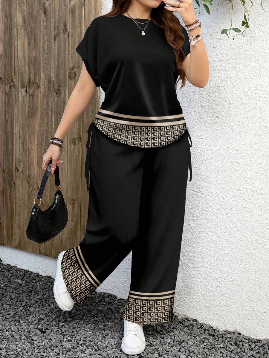 EMERY ROSE Bộ đồ hai mảnh cổ tròn tay cánh dơi nhiều màu dành cho nữ Bộ quần hai mảnh dành cho nữ Bộ đồ thường ngày 2 món dành cho nữ, Trang phục ngày lễ dành cho nữ - Nhiều màu - Xem 1