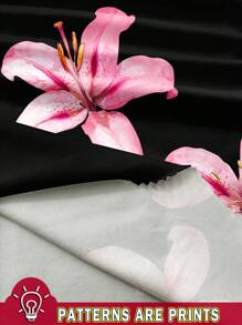 Siren Gaze 女士不对称褶皱短款上衣，芙蓉花和夏威夷花卉印花，适合夏季度假 - 黑色 - 查看 3