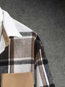 Manfinity Homme 宽松男士格子贴袋休闲大衣，秋冬款 - 彩色 - 查看 3