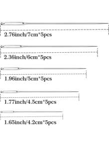 SHEIN 1 Set/2 Sets 25 Stück große Nähnadeln für die Handarbeit - Kreuzstich, Leder & Stickerei Nadeln mit Holz Nadelkästchen für einfache Aufbewahrung