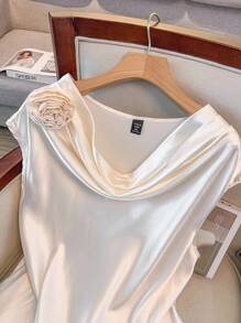 SHEIN Clasi Plus-Size Women's Woven Elegant Holiday Summer Shirt - Apricot - View 3