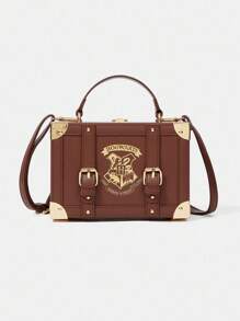 HARRY POTTER X SHEIN Letter & Badge Graphic Top Handle Bag - Coffee - View 9