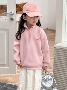 DAZY 少女印花保暖半拉链运动衫，秋季 - 粉色 - 查看 7