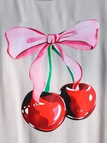 2pcs Tween Girls Cartoon Print Short Sleeve Round Neck Fitted Tee And Bib Overall Pants Set, Suitable For Spring/Summer - Pink - View 4