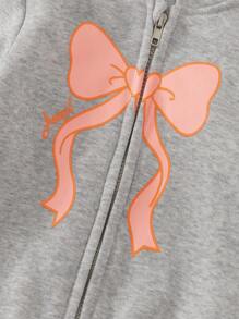 Genkimix Kids Girls' Jacket Hoodie Sweatshirt With Zipper, Butterfly Print, Versatile Top, Autumn/Winter Girls Hoodie Zipper Girls Bow Hoodie Kids Hoodies Girls Fall - Light Grey - View 5