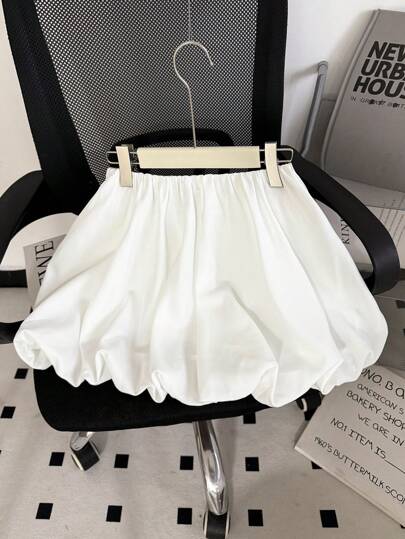 INAWLY 夏季純色彈性腰裙