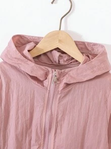 Elladie kids Back To School Fall Clothes Coral Pink Hooded Jacket For Girls With Zipper And Long Regular Sleeves Girls Hooded Jacket Girls Zip Up Jacket Girls Casual Jacket Girls Outerwear Girls Light Jacket Girls Hooded Zip Up Jacket Girls Lightweight Jacket Girls Pink Hoodie Kids Zip Up Hoodie Winter - Coral Pink - View 4