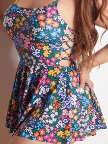 Lupita Cardoza 假日海滩碎花细肩带连衣裙比基尼套装夏季 - 彩色 - 查看 3