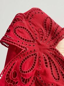 Bohemela Đầm midi không tay thêu bướm họa tiết ren trơn màu phong cách Boho Beach thanh lịch dành cho nữ - Đỏ - Xem 8