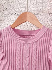 少女圆领长袖荷叶边褶皱A字休闲毛衣连衣裙，秋冬季