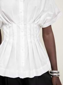 BizChic Women's Elegant White Waist-Cinched Batwing Sleeve Blouse, Suitable For Daily, Work, Dates, Commuting And Vacation, Spring/Summer - White - View 10