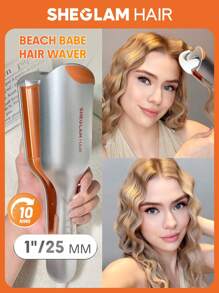 SHEGLAM HAIR Beach Babe Hair Waver, Ionic Hair Waver, Waver Curling Iron, rizador de cabello de 2 barriles con anti-escaldaduras, 50 millones de iones y 10 minutos de onda rápida, temporizador inteligente y temperaturas ajustables, herramienta para el cabello fácil de usar para mujeres - enchufe de EE. UU.