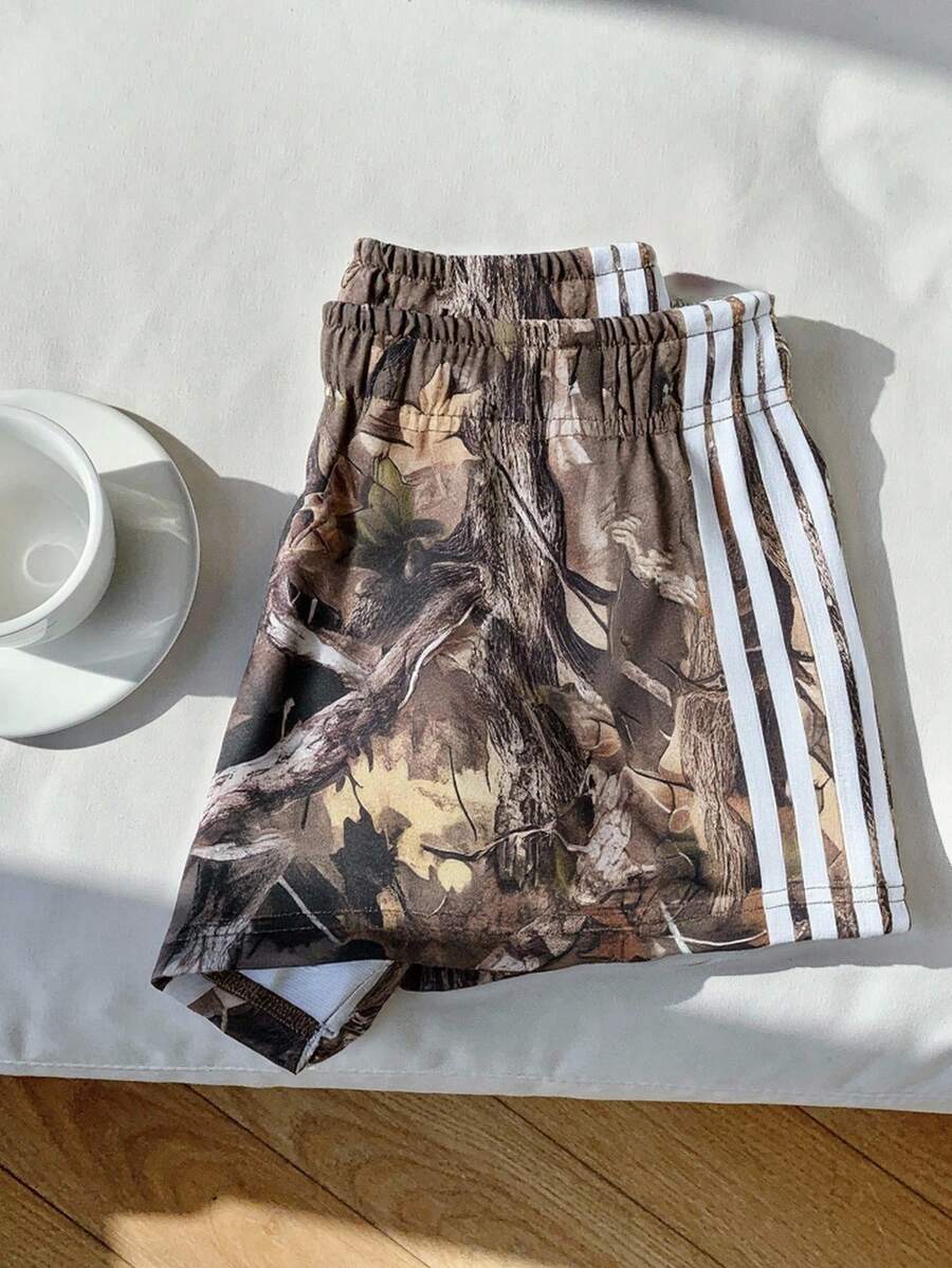 Comfortcana 女式树枝印花针织拼布宽松短裤