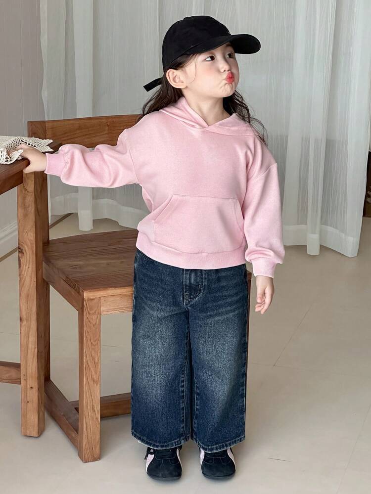 Young Girls' Washed Pocket Loose Fit Jeans