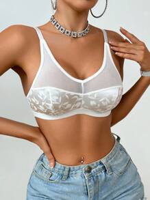 SHEIN 1 pieza Sujetador inalámbrico minimalista de uso diario con estampado para mujer